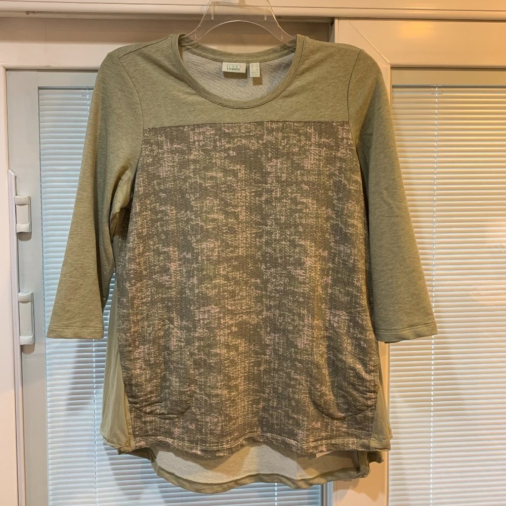 NWOT Logo Lounge Lori Goldstein 3/4 Sleeve Lemongrass Shirt Size Large